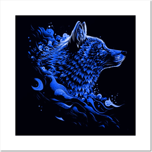 The Blue Majestic Wolf Wall Art by Tees For UR DAY